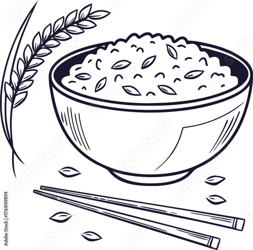 Simple black silhouette of a traditional rice bowl icon vector