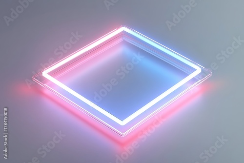 Illuminated square frame with neon light effect