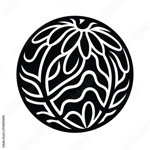 Seaweed Ball Icon Vector Illustration