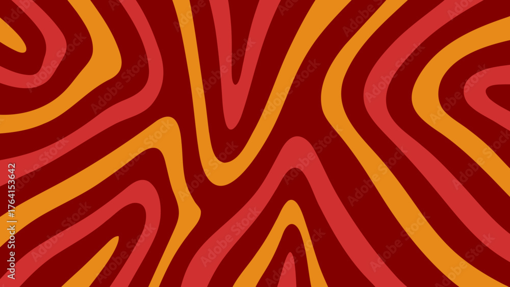Fototapeta premium Abstract Wavy Lines Pattern Red Orange Background