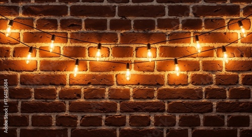 string lights on brick wall