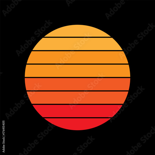 vector illustration retro color, easter theme, bright color, black background