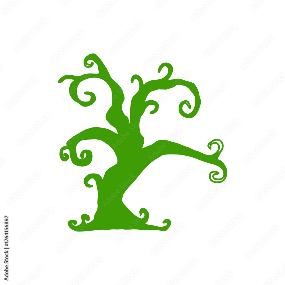 Obraz premium Winter Bare Tree Silhouette 冬の枯れ木シルエットイラスト