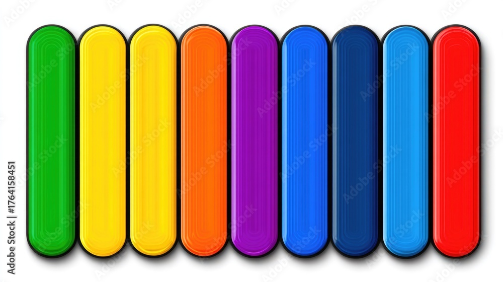 Fototapeta premium Colorful and Vibrant Horizontal Stripes on White Background for Creative Design and Decoration Purposes