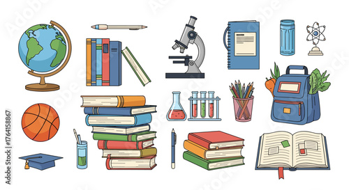 School supplies and educational tools for learning.