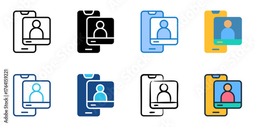 Social media posts icon set multiple style collection 
