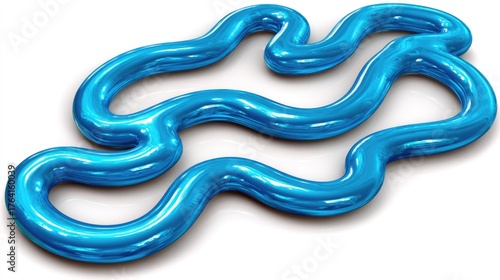 Abstract blue flowing line shape with smooth curves in a modern artistic design concept on a white background