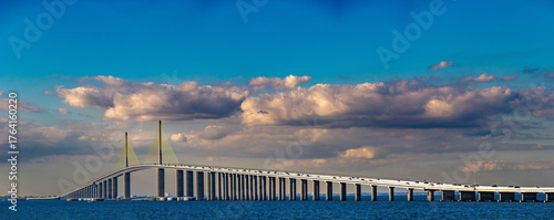 Panoramic view of Sunshine Skyway Bridge over Tampa Bay