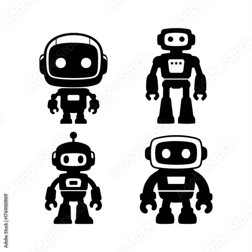 simple vector silhouette of android robot