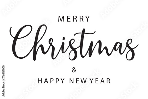PrintMerry christmas hand lettering calligraphy isolated on white background. Vector holiday illustration element. Merry Christmas script calligraphy