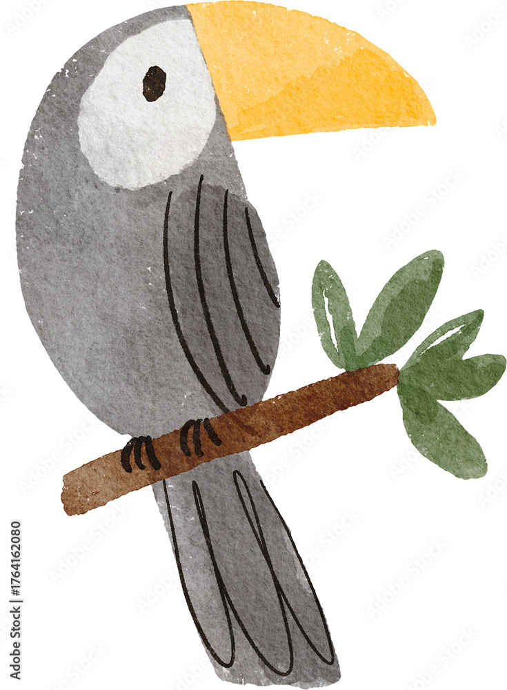 Fototapeta premium Watercolor safari animals cute illustration. Hand Drawn African wild animals character design.