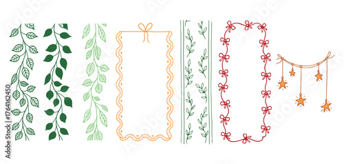 Nature Frames Borders Vector Set Leaf Vines Ribbons Stars Bows Graphic Elements
