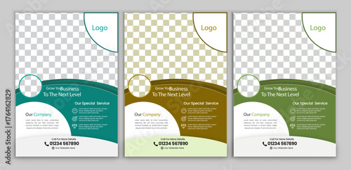 a bundle of 3 templates business flyer design, in blue color, and modern design,marketing,business proposal, promotion, advertise, publication and editable vector template design