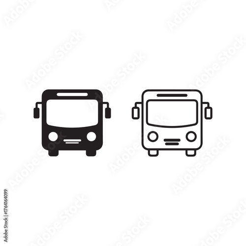 Bus Silhouette Icons | Public Transport Vector Symbol Set