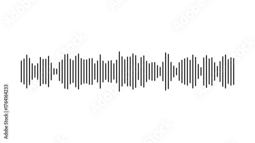 Sound wave icon, podcast player interface, music symbol. Monochrome simple sound wave on transparent background. Sound line graph. 911 call visualization, voice waveform