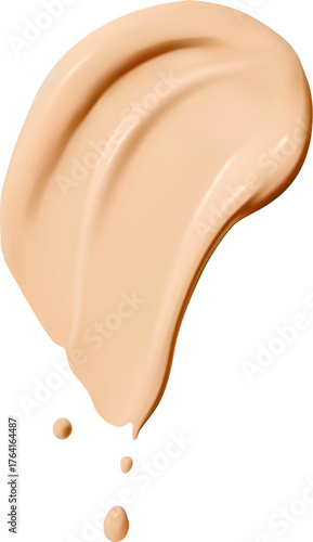 Cosmetic cream swatch, skincare product White cosmetic cream texture. Lotion smear isolated on white background. Beauty face skincare product swatch. BB cream smudge stroke cosmetic skin care