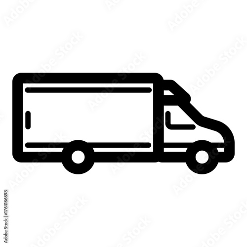Delivery Truck Icon: Monochrome Outline Vector Graphic