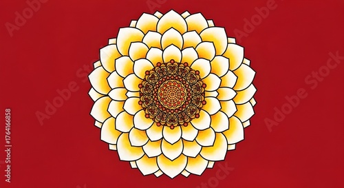 Traditional Sri Lankan Lotus Flower Mandala Vector Illustration