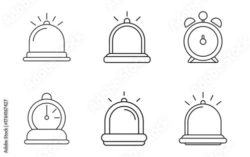 Alarm Bells and Clocks Collection with Outline Style Simple and Minimalist Design for Creative Projects