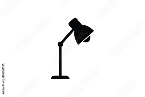 Black desk lamp icon isolated on white background vector illustration of a table lamp in a flat style design