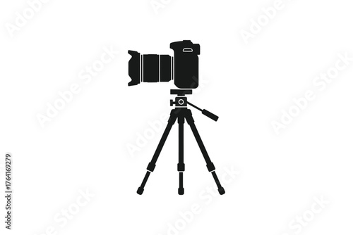 Camera on tripod isolated on white background, a tool for capturing moments and creating memories with precision and clarity