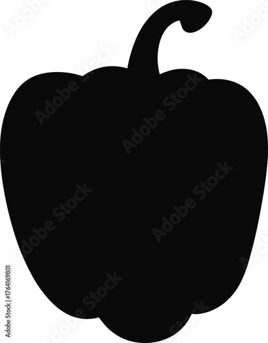 Bell pepper vector, vegetable silhouette, CAD drawing, black and white illustration, food icon, nutrition graphic, cooking design, healthy eating, kitchen art, organic produce