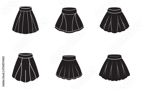 skirt icon silhouette vector illustration design set 