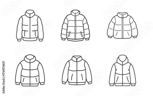 set of jacket icon line art vector illustration design