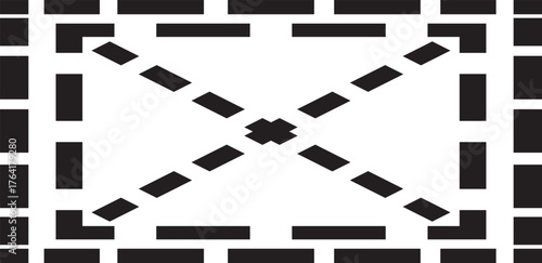 Abstract dashed border divider set vector illustration isolated on transparent. Simple rectangular frame with a dashed line border