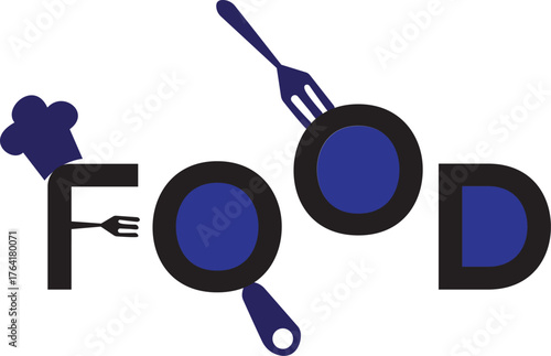 Creative Food letter mark Logo with Kitchen Utensils