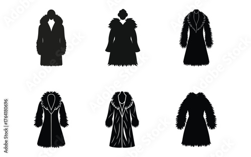 fur coat icon silhouette vector illustration design set 

