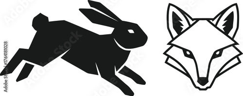 Pet emporium logo rabbit fox animal store shop business brand design graphic icon