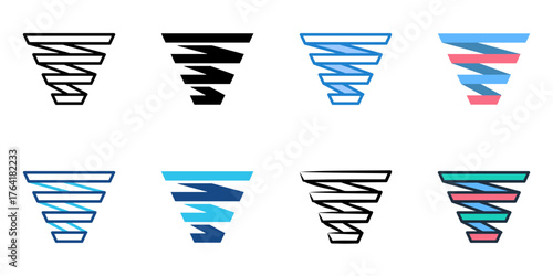 Sales funnel icon set multiple style collection 

