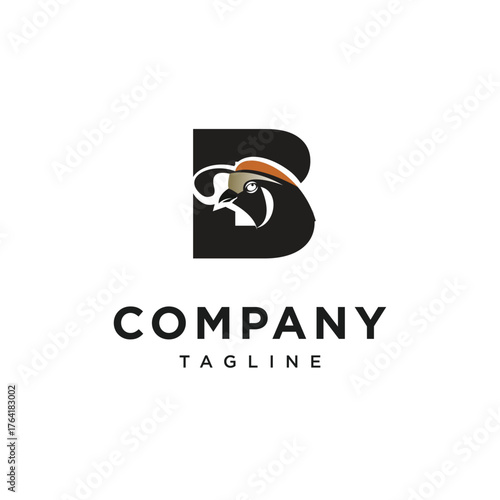 Letter B California Quail Logo Icon Vector