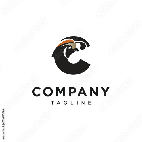 Letter C California Quail Logo Icon Vector