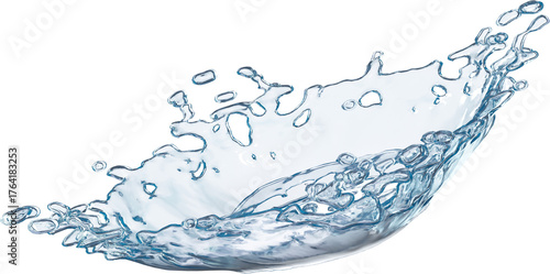 Water splash isolated on white background,Water splashes and drops isolated on transparent background. Abstract background with blue water wave,png Flowing water splash isolated on white background