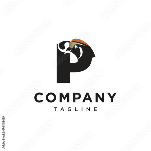 Letter P California Quail Logo Icon Vector