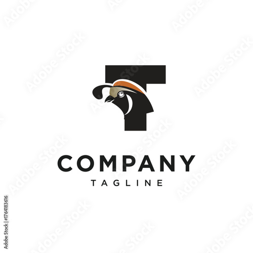 Letter T California Quail Logo Icon Vector