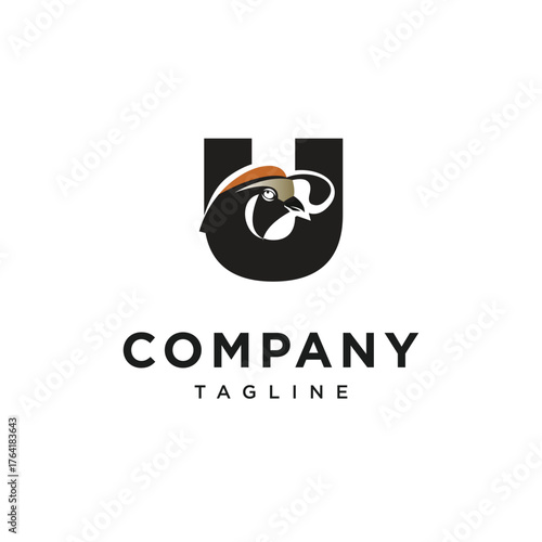Letter U California Quail Logo Icon Vector