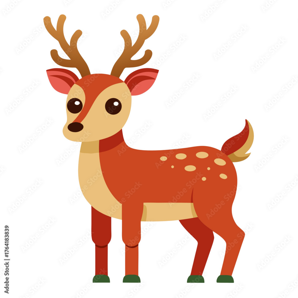 Fototapeta premium Christmas Reindeers Vector Art Isolated on White Background – Festive Holiday Illustration, Winter Animal Symbol, and Santa Sleigh Decoration Design