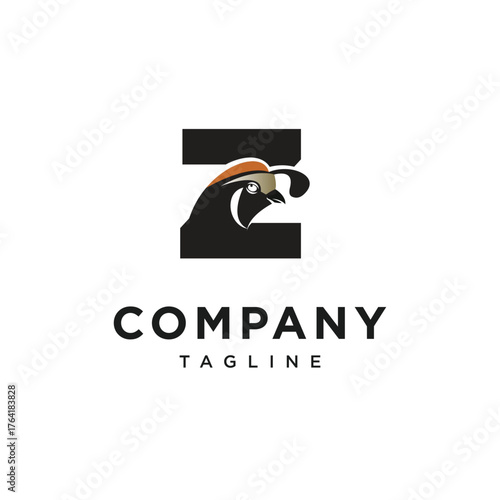 Letter Z California Quail Logo Icon Vector