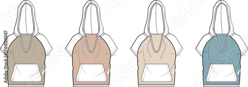 Hooded Sweatshirt Illustration Fashion Design Template for Clothing