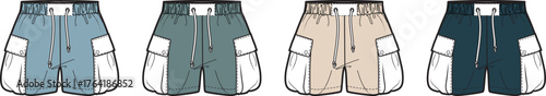 Fashionable shorts with multiple color options, featuring functional pockets and a drawstring waist for comfortable everyday wear