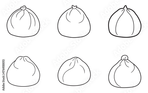 Steamed Buns Dim Sum Line Art Collection Culinary Delights from Asia Culinary Illustration for Food Bloggers and Chefs