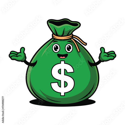 Money bag full of cash and dollar symbol representing wealth and finance