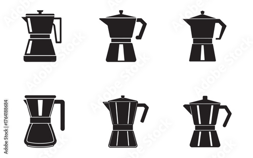 Variety of Black Coffee Makers Silhouettes in Vector Illustration for Commercial Use Design