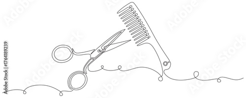 continuous line of scissors a...