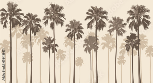 Palm Trees Silhouette Against a Light Background.