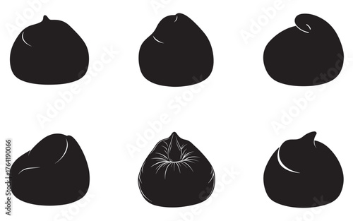 Vector Illustration of Beanbag Chair Silhouettes for Interior Design and Relaxation Concepts Black and White