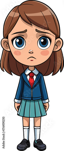 Sad schoolgirl cartoon